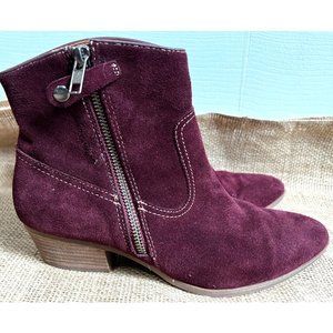 Sofft Burgundy Wine Suede Leather Heeled Boots Sz 7.5 Style 1076229